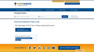Providence Hospital Jobs - Provconnect Application Analyst 2 Jobs