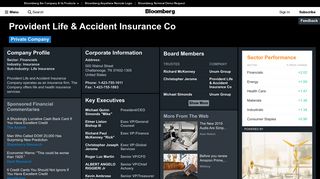 Provident Life & Accident Insurance Co: Company Profile - Bloomberg
