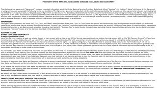 provident state bank online banking services disclosure and agreement