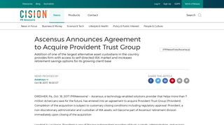 Ascensus Announces Agreement to Acquire Provident Trust Group