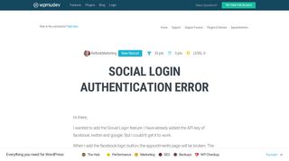 Social Login authentication error - WPMU Dev