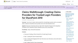 Claims Walkthrough: Creating Claims Providers for Trusted Login ...
