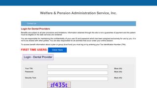 Dental Provider - Login | Welfare & Pension Administration Service, Inc.