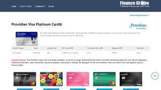 Providian Visa Platinum Card - Research and Apply - Finance Globe