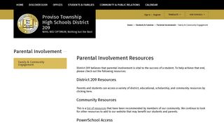 Parental Involvement - Proviso Township High Schools District 209
