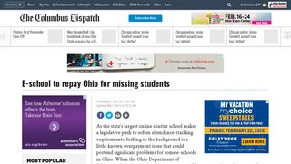 E-school to repay Ohio for missing students - The Columbus Dispatch