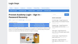 Provost Academy Login - Sign In | Password Recovery | Login Steps