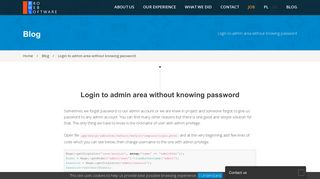 Pro Web Software - Login to admin area without knowing password