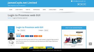 Login to Proxmox web GUI – JamesCoyle.net Limited
