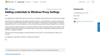 Adding credentials to Windows Proxy Settings - Microsoft Community