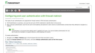 Configuring end-user authentication with firewall redirect - Forcepoint