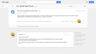 can only access gmail via proxy server - Google Product Forums