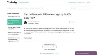Can I affiliate with PRS when I sign up for CD Baby Pro? – CD Baby ...