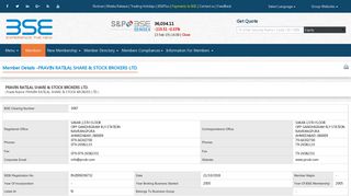 pravin ratilal share & stock brokers ltd. - BSE Ltd-Member Database
