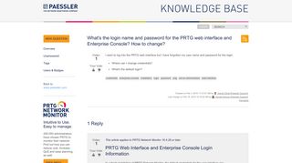 What's the login name and password for the PRTG web interface ...