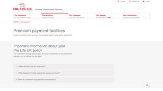 Premium payment facilities | Pru Life UK