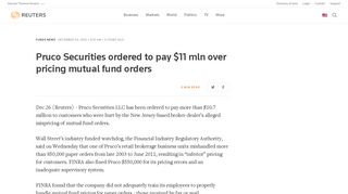 Pruco Securities ordered to pay $11 mln over pricing mutual fund ...
