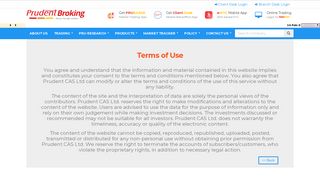 Terms of Use - Prudent Broking Services Private Limited