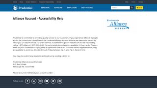 Alliance Account - Accessibility Help | Prudential Financial