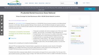 Prudential Dental Insurance Goes National | Business Wire