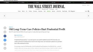 Old Long-Term-Care Policies Hurt Prudential Profit - WSJ