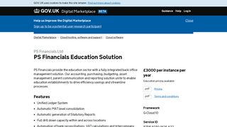 PS Financials Education Solution - Digital Marketplace