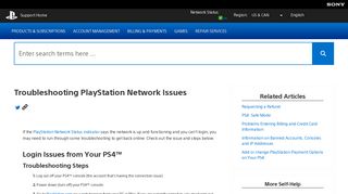Troubleshooting PlayStation Network Issues - PlayStation Support