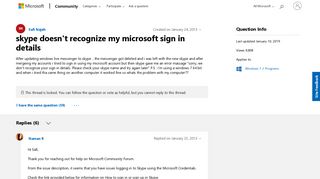 skype doesn't recognize my microsoft sign in details - Microsoft ...