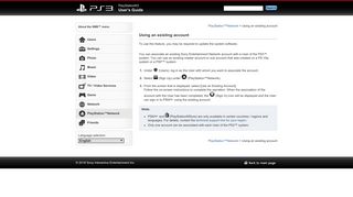 PS3™ | Using an existing account - Playstation.net
