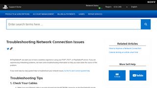 Troubleshooting Network Connection Issues - PlayStation Support