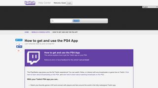 Twitch | How to get and use the PS4 App
