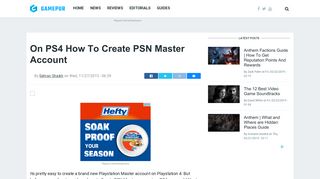 On PS4 How To Create PSN Master Account - Gamepur