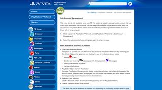 Sub Account Management | PlayStation®Vita User's Guide