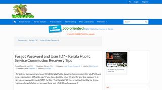 Forgot Password and User ID? – Kerala Public Service Commission ...