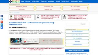 PSCWB Recruitment 2019 at pscwbonline.gov.in WBPSC Jobs Vacancy