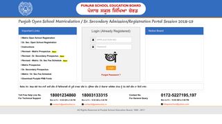 Punjab Open School Matriculation / Sr. Secondary Admission ...