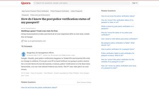 How to know the post police verification status of my passport - Quora