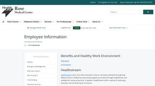 Employee Information | Rose Medical Center