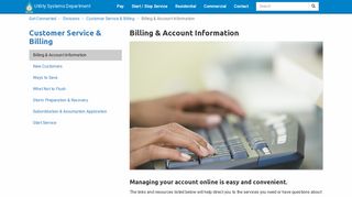 Billing & Account Information - Utility Systems Department