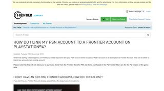 How do I link my PSN account to a Frontier Account on PlayStation®4 ...