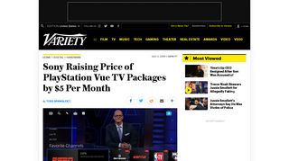 Sony Raising Price of PlayStation Vue TV Packages by $5 per Month ...