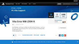 Vita Error NW-2304-9 - PlayStation Forum