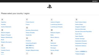 PlayStation® Country selector
