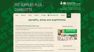 PET SUPPLIES PLUS – CHARLOTTE – Benefits, Rules and Restrictions