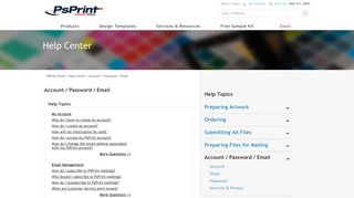 Account/Password/Email - Help Center at - Online Print ... - PsPrint