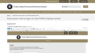 Instructions: How to log-in to new PSPRS employer portal | PSPRS
