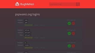 pspwarez.org passwords - BugMeNot