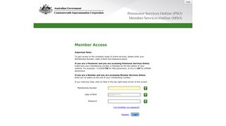 Member Access - Member/Pensioner Services Online Login
