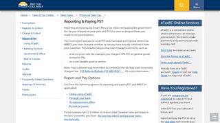 Reporting & Paying PST - Province of British Columbia