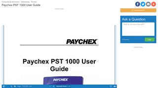 Paychex PST 1000 User Guide | manualzz.com